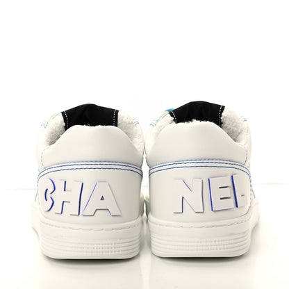 Chanel Calfskin Womens Logo Sneakers 37 White Blue 7 of 11
