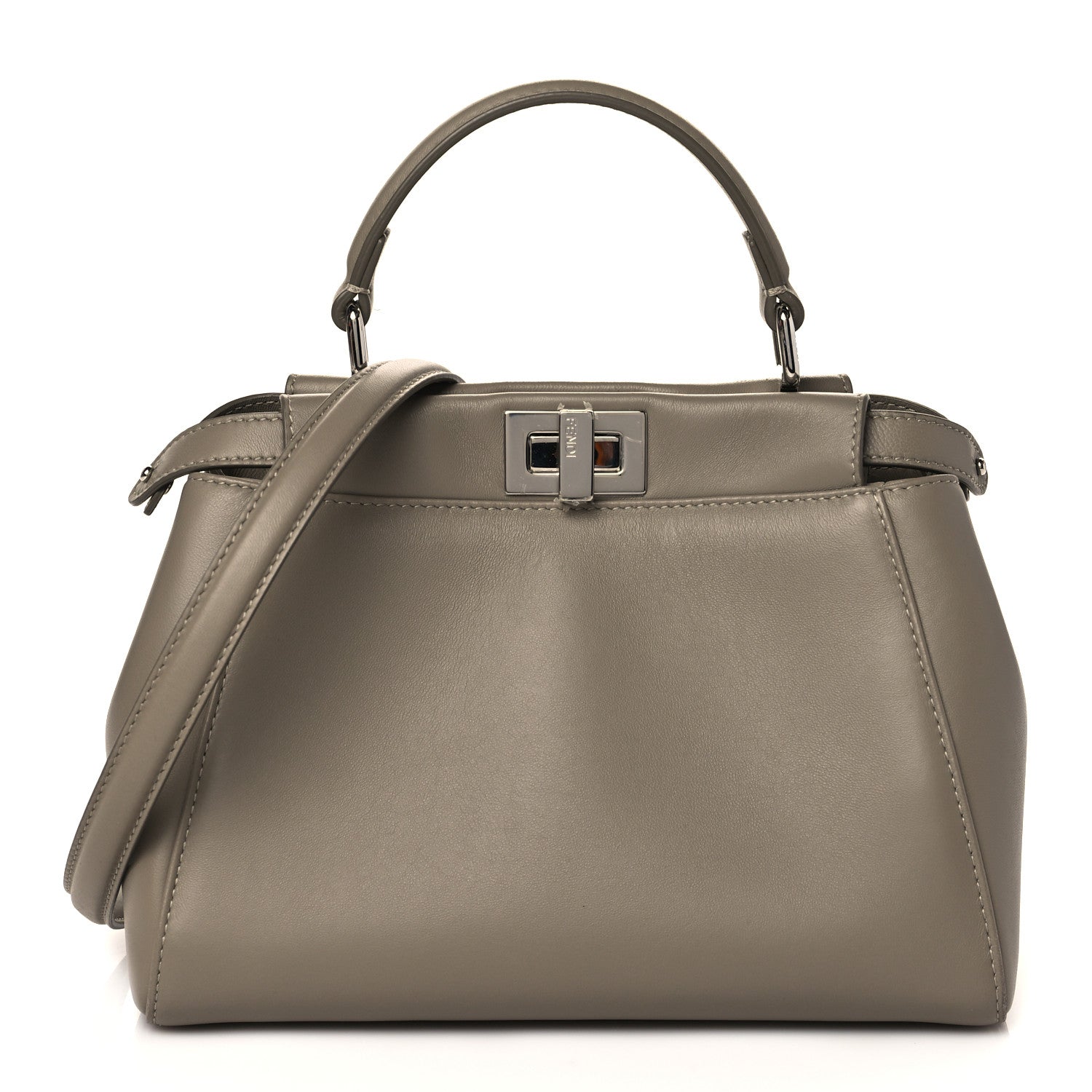 Fendi Nappa Stacked Bar Mini Peekaboo Iconic Satchel Tortora 1 of 9