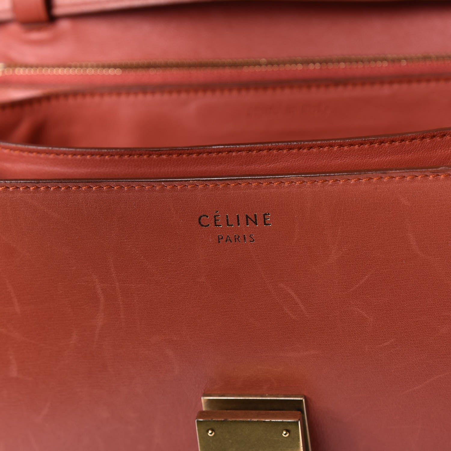 Celine Natural Calfskin Medium Classic Box Flap Bag Brick 8 of 19