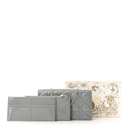 Christian Dior Patent Cannage Lady Dior Convertible Clutch Grey 11 of 11
