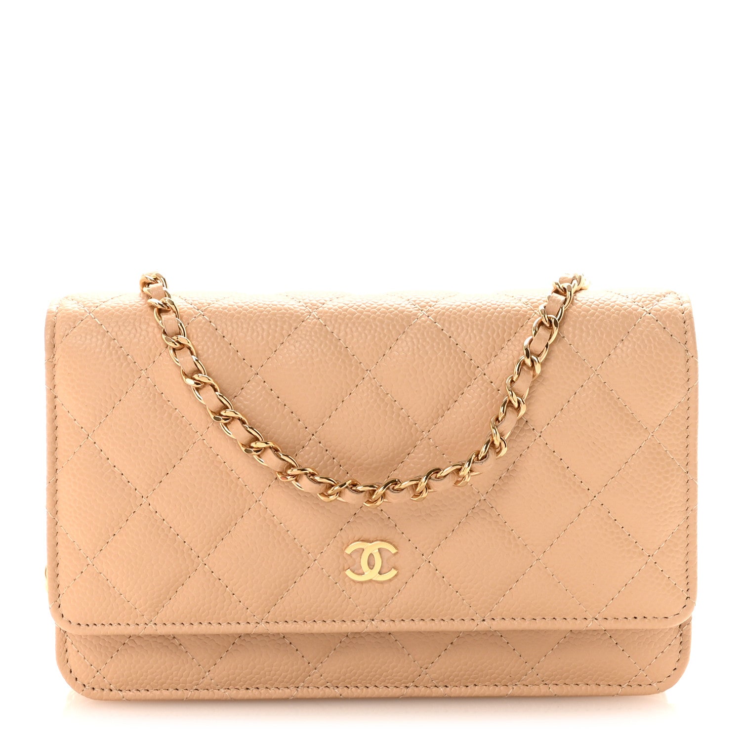 Chanel Caviar Quilted Wallet on Chain WOC Beige 1 of 12