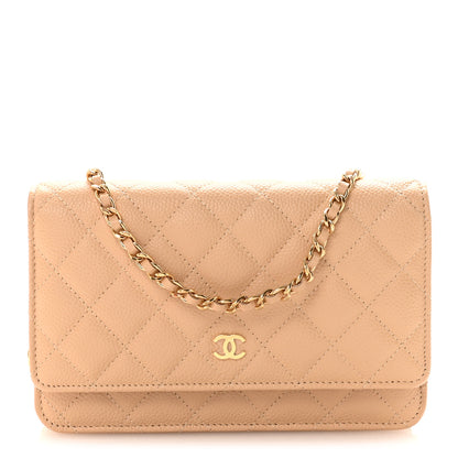 Chanel Caviar Quilted Wallet on Chain WOC Beige 1 of 12