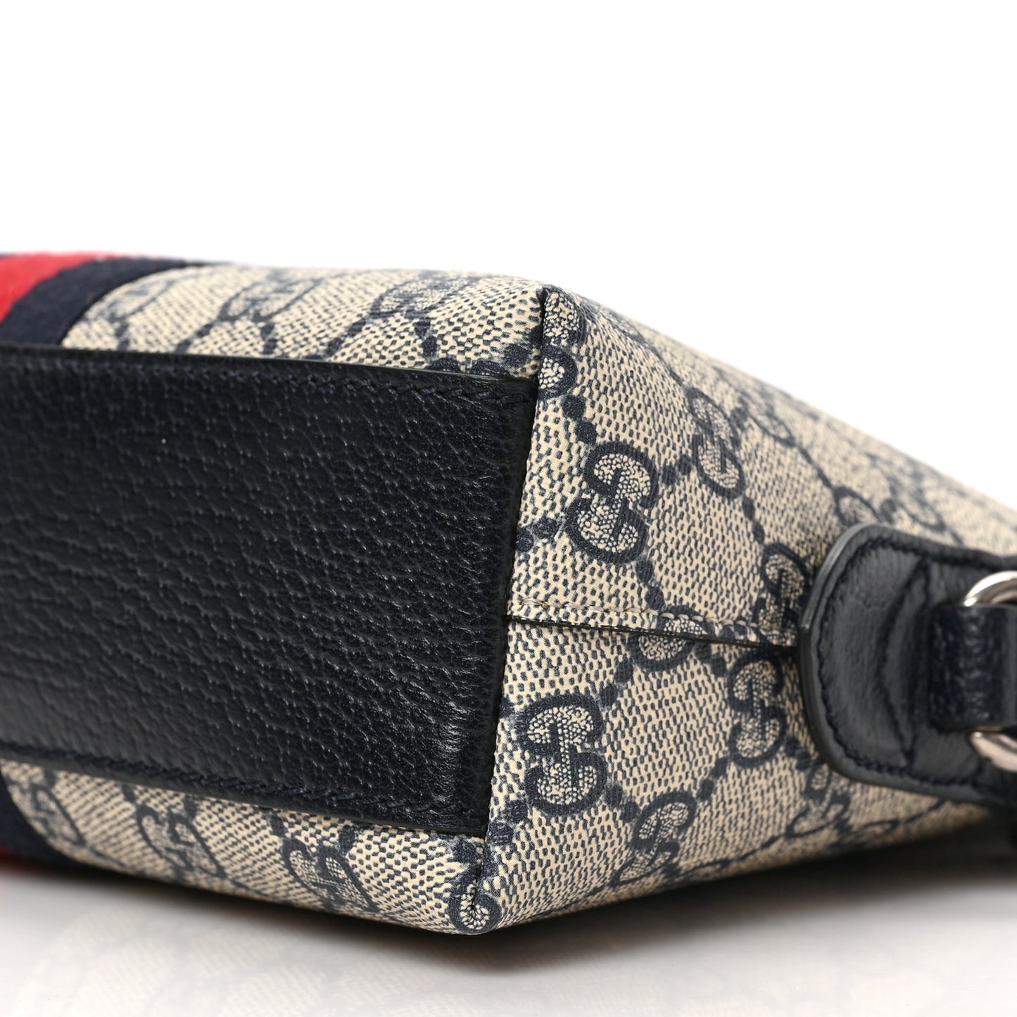 GG Supreme Monogram Textured Dollar Calfskin Web Small Ophidia Dome Shoulder Bag Beige Blue