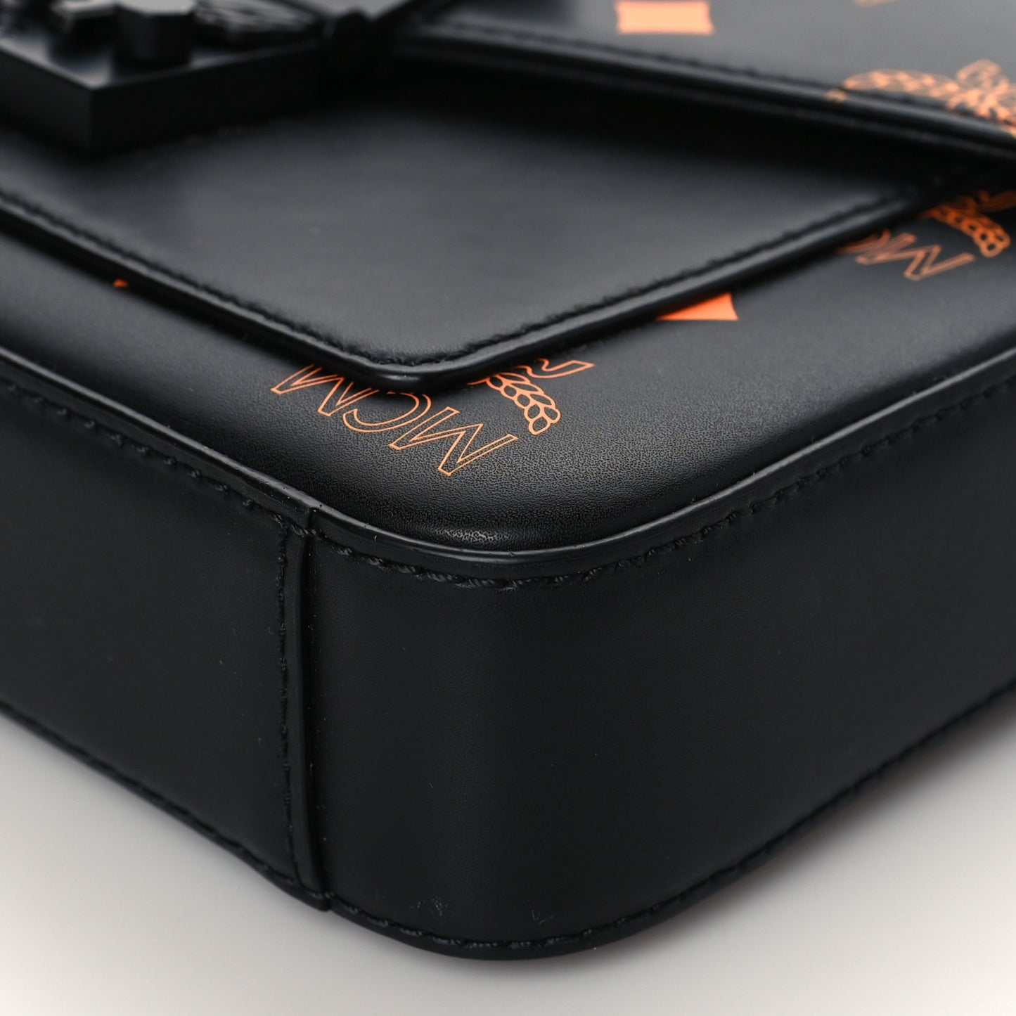 Calfskin Color Splash Logo Crossbody Small Black Orange