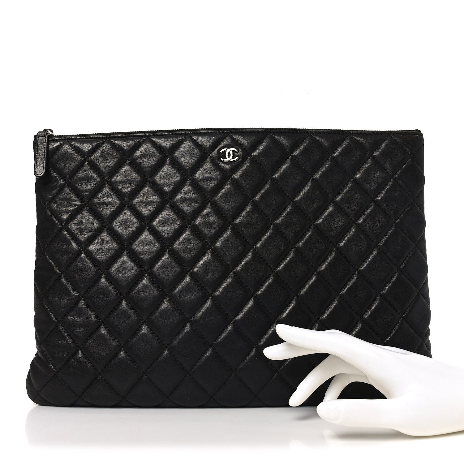 Chanel Lambskin Quilted Large Cosmetic Case Black 2 of 10