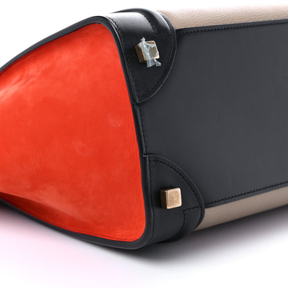 Celine Drummed Calfskin Nubuck Tri-color Micro Luggage Natural 6 of 13