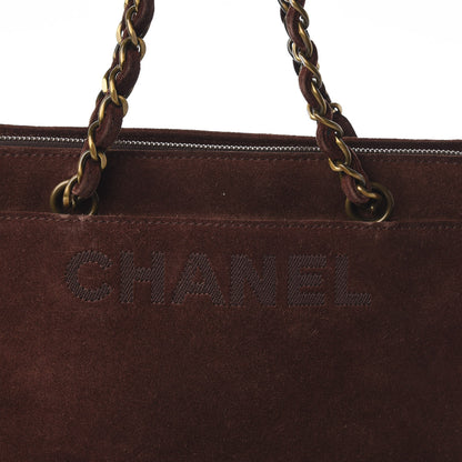 Chanel Suede Logo Tote Brown 10 of 10