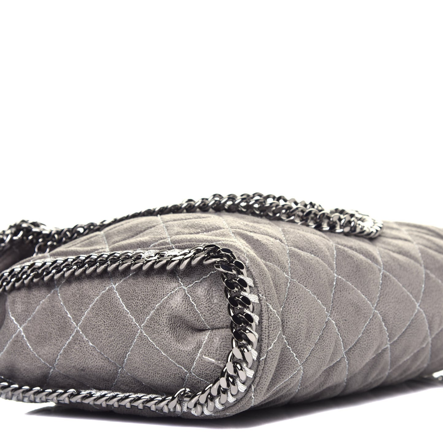 Shaggy Deer Quilted Small Falabella Tote Light Grey