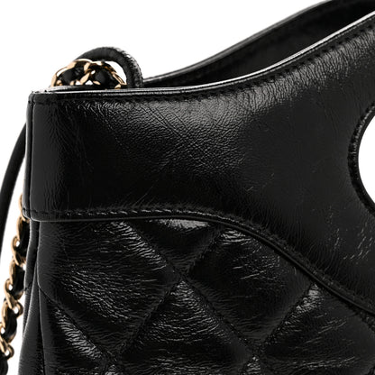 Chanel Shiny Crumpled Calfskin Quilted Small 31 Shopping Bag Black 13 of 14