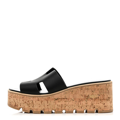 Hermes Calfskin Cork Eze 30 Sandals 41 Black 1 of 8