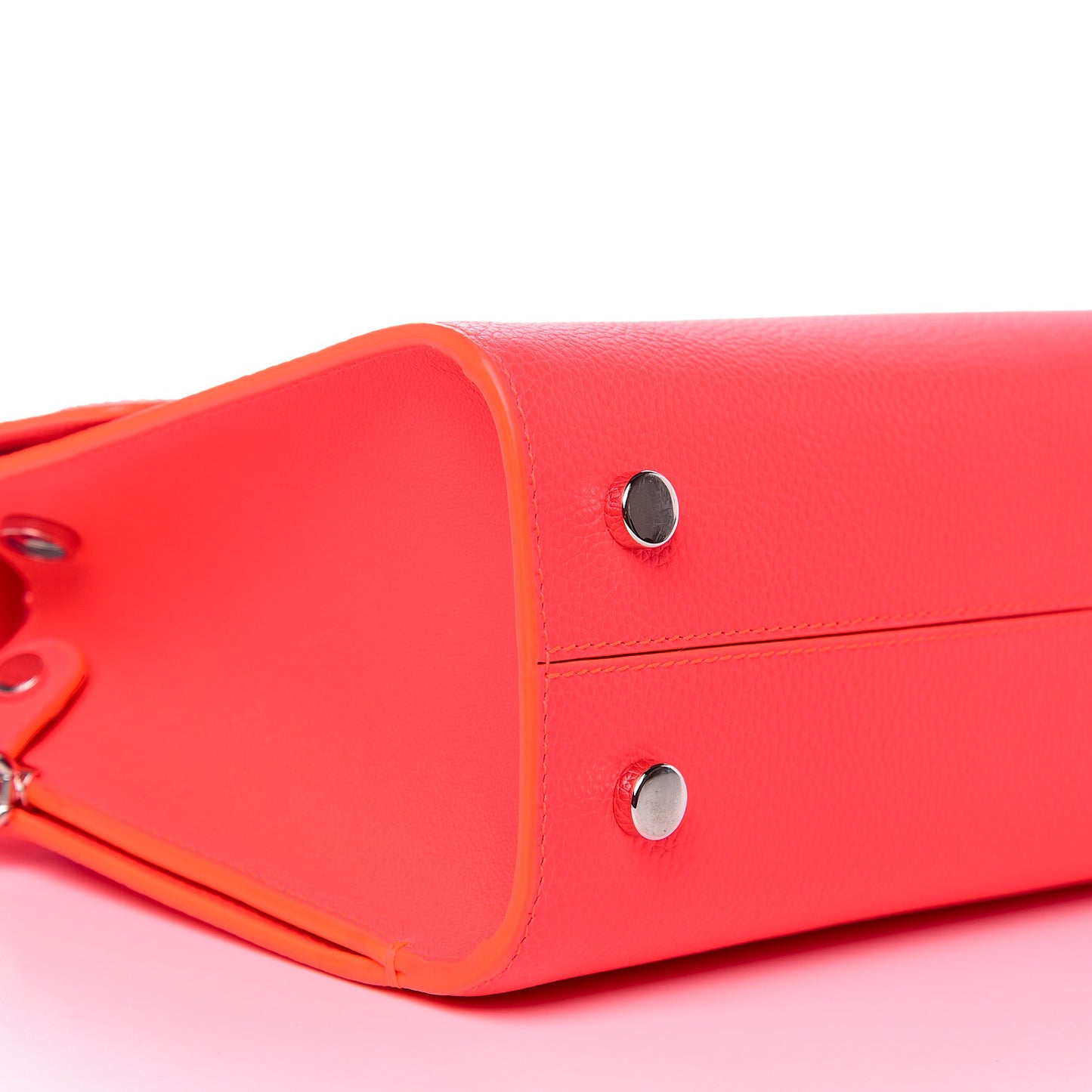Grained Calfskin Mini Diorever Flap Fluorescent Goji Pink