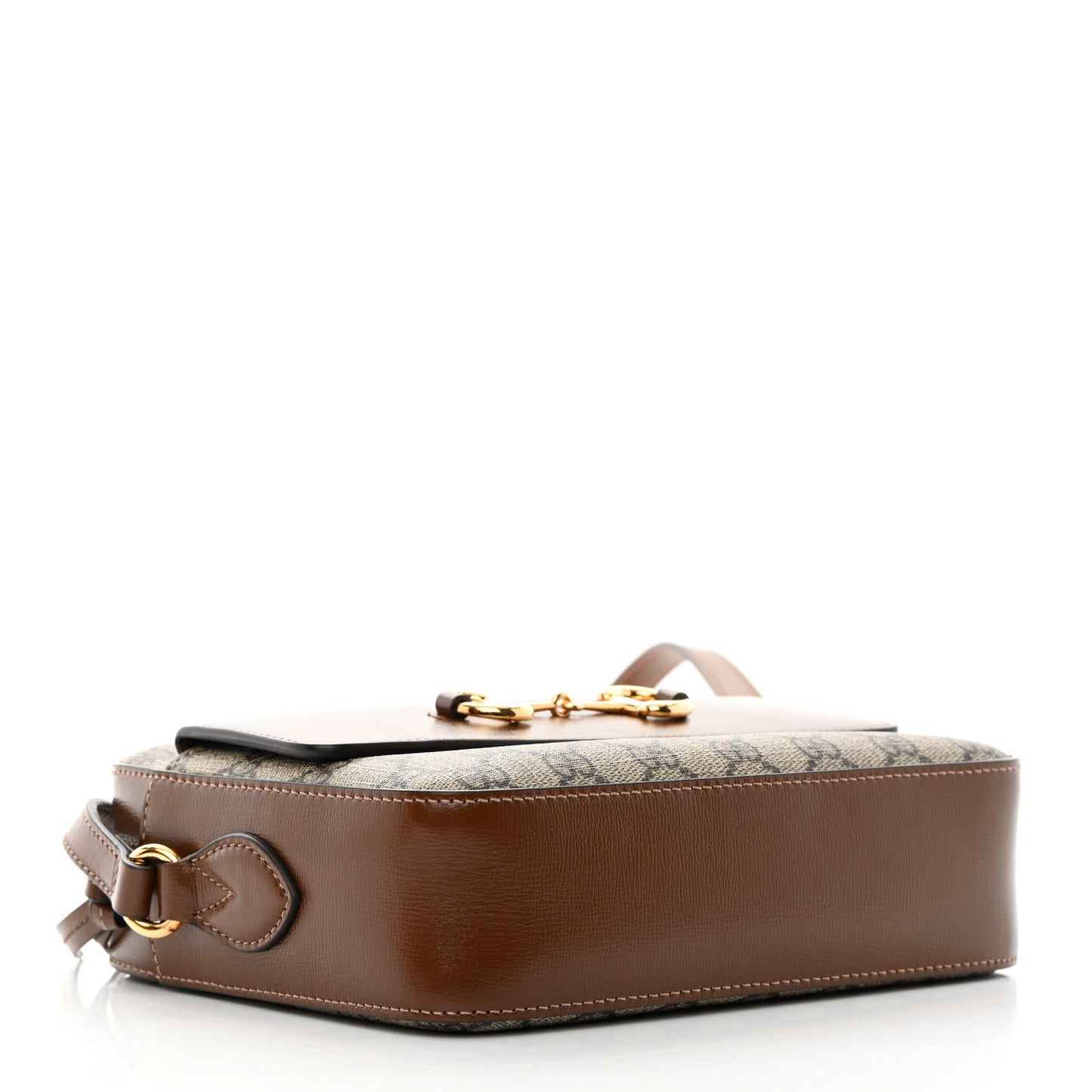 GG Supreme Monogram Small Horsebit 1955 Shoulder Bag Beige Brown Sugar