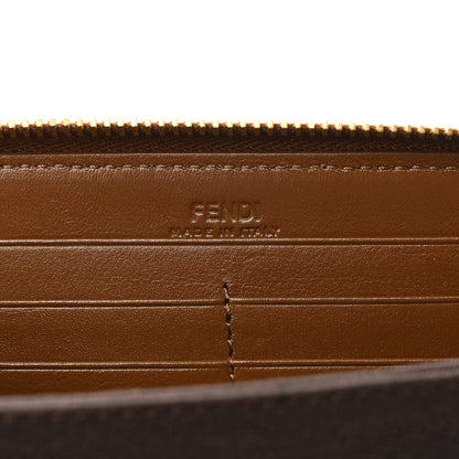 Fendi Pequin Vitello Zip Around Wallet Tobacco Foresta 6 of 7