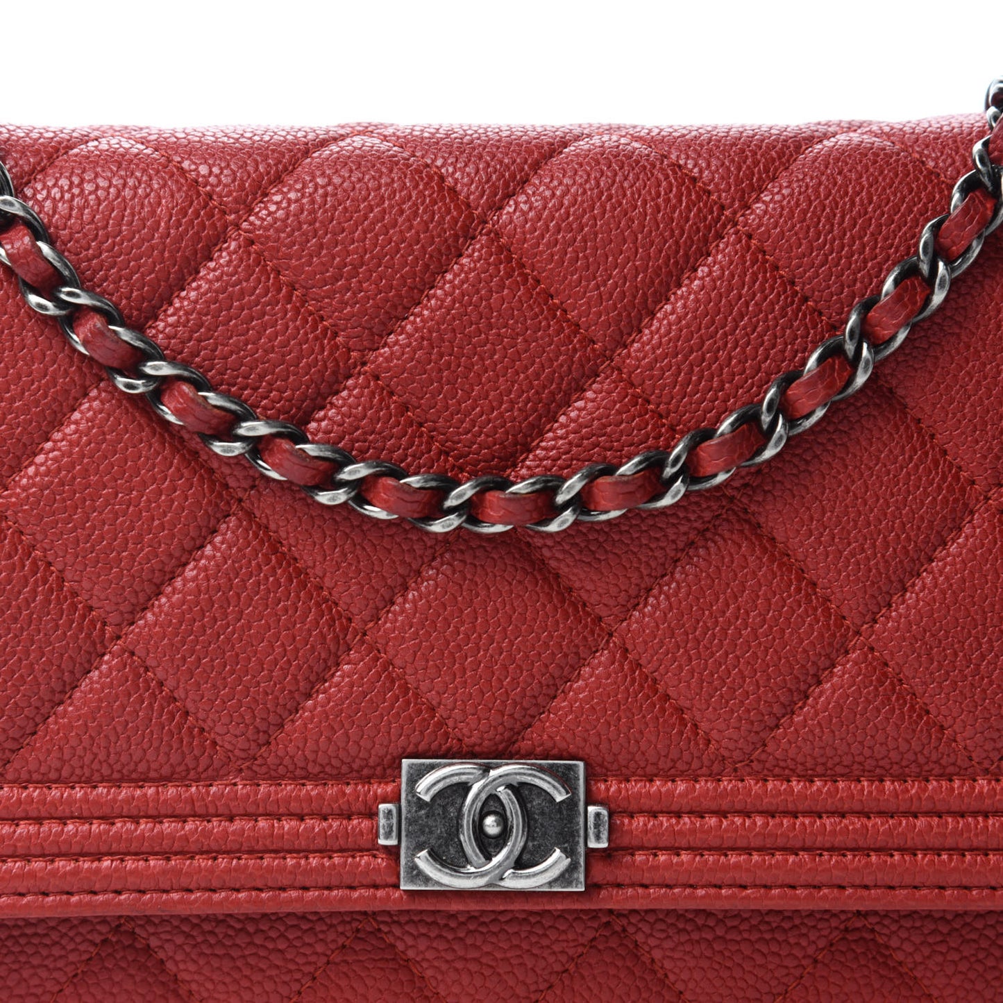 Caviar Quilted Boy Wallet On Chain WOC Red