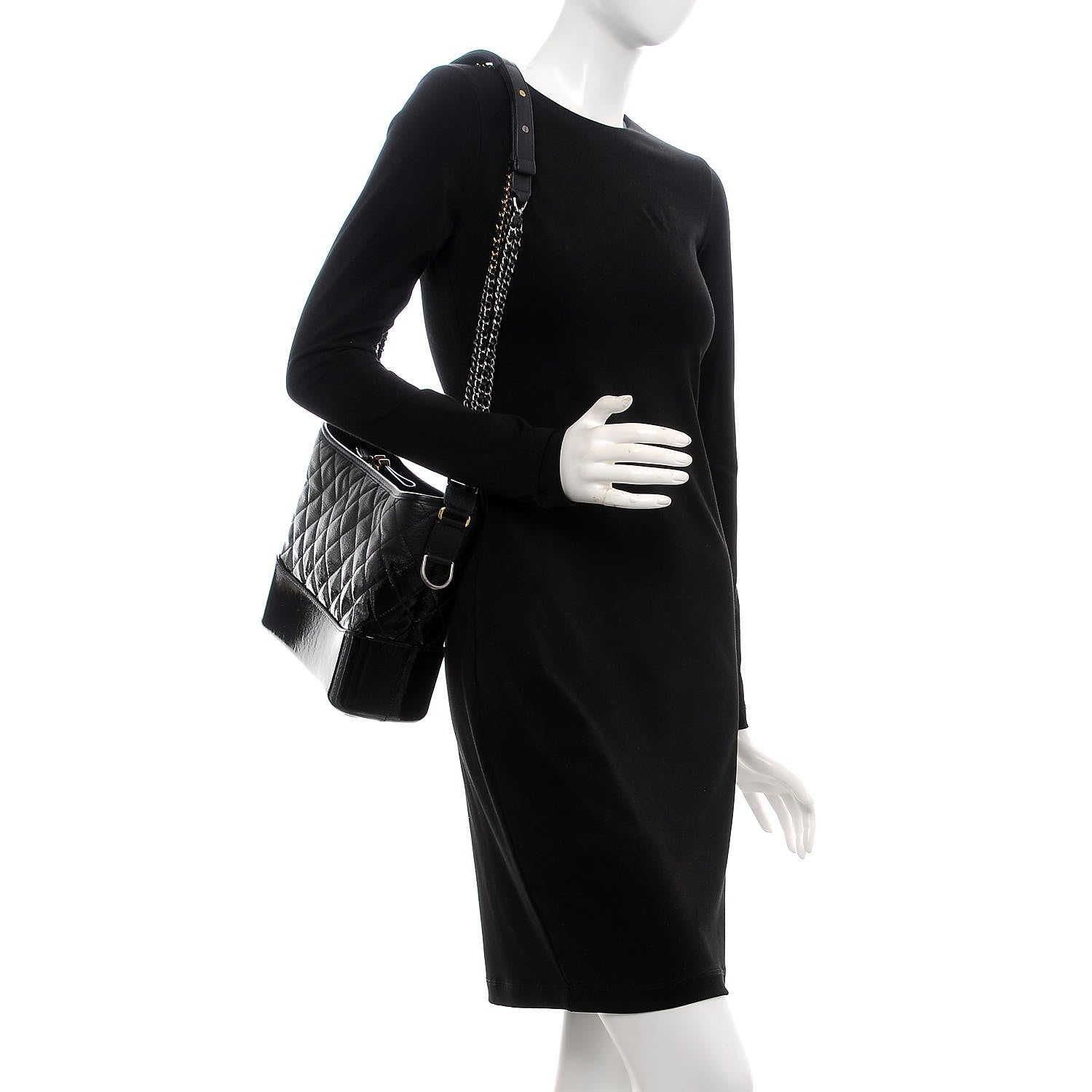 Chanel Patent Goatskin Quilted Medium Gabrielle Hobo Black 2 of 8