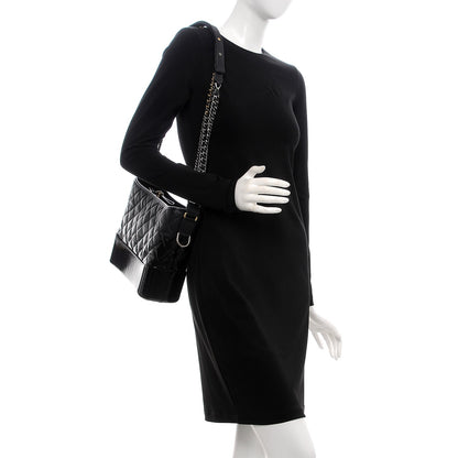 Chanel Patent Goatskin Quilted Medium Gabrielle Hobo Black 2 of 8