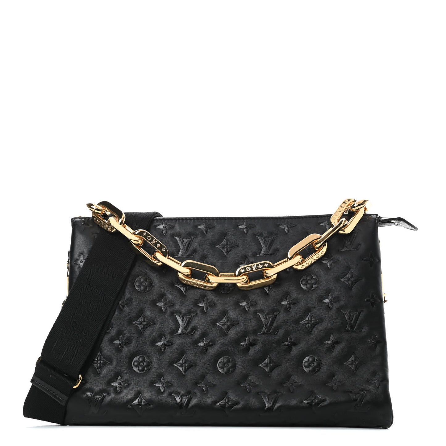 Lambskin Embossed Monogram Coussin MM Black