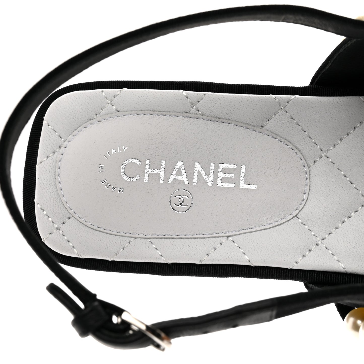 Grosgrain Pearl CC Sandals 39 Black