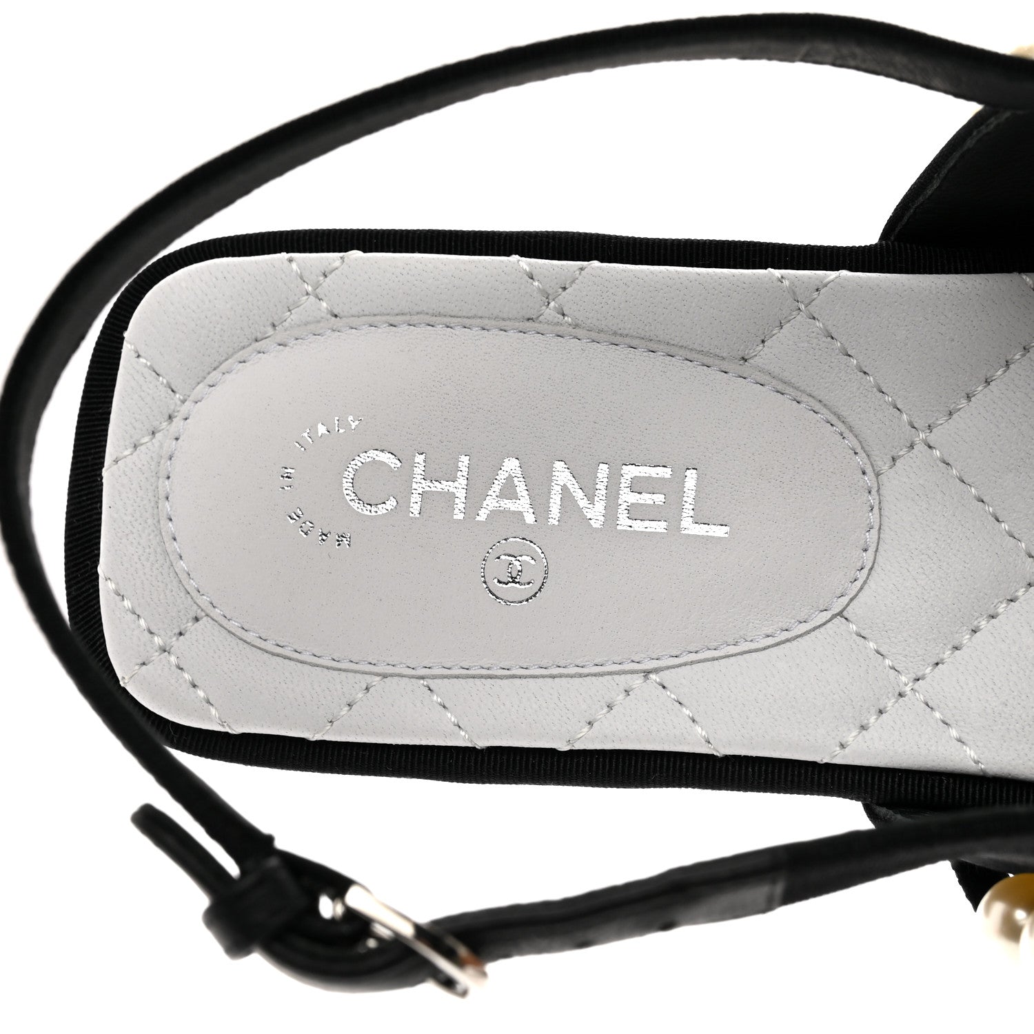 Chanel Grosgrain Pearl CC Sandals 39 Black 8 of 9