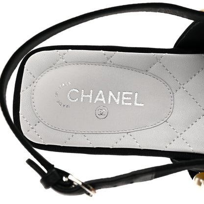Chanel Grosgrain Pearl CC Sandals 39 Black 8 of 9