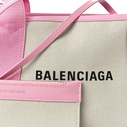 Balenciaga Cotton Canvas Satin Calfskin Navy Cabas XS Natural Pink 9 of 11