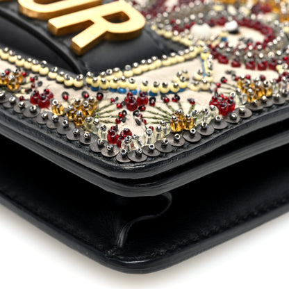 Christian Dior Calfskin Bead Embroidered J Adior Chain Flap Bag Black Multicolor 9 of 9