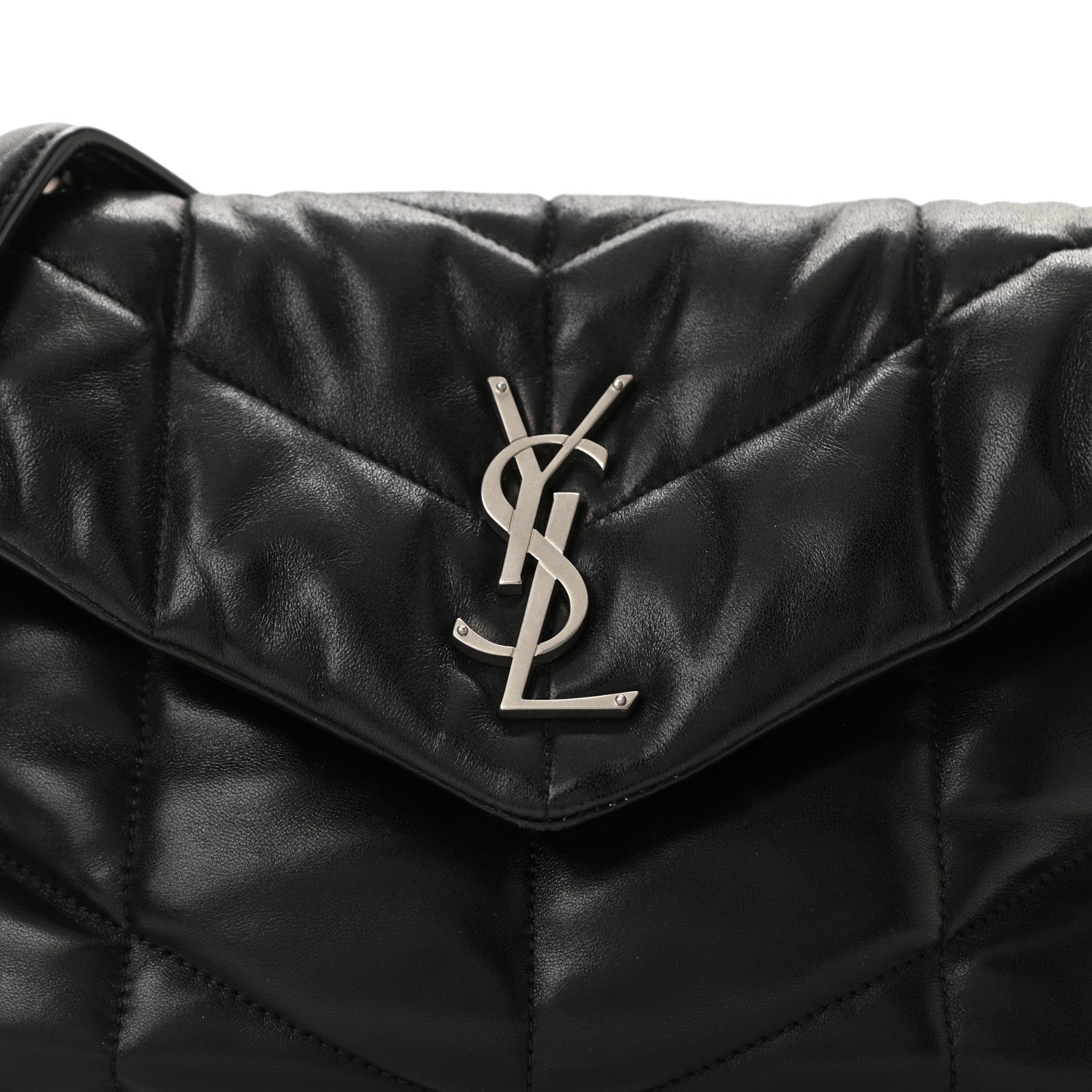 Saint Laurent Lambskin Quilted Small Loulou Puffer Monogram Chain Satchel Black 7 of 9
