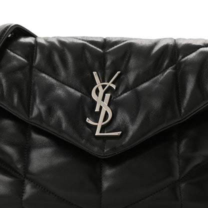 Saint Laurent Lambskin Quilted Small Loulou Puffer Monogram Chain Satchel Black 7 of 9