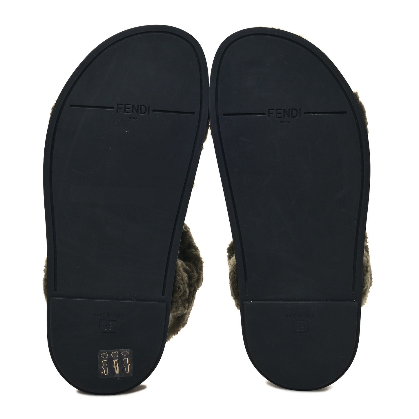 Shearling FF Fendi Feel Sandals 39 Illinois Military