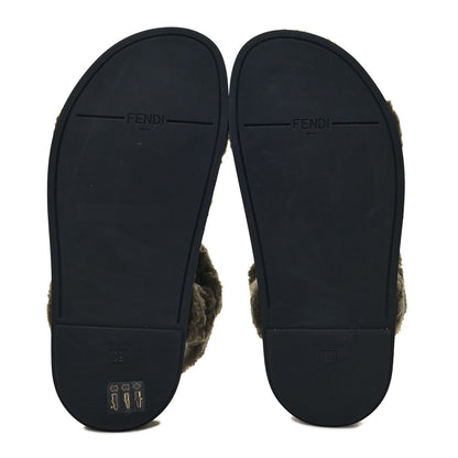 Fendi Shearling FF Fendi Feel Sandals 39 Illinois Military 5 of 8