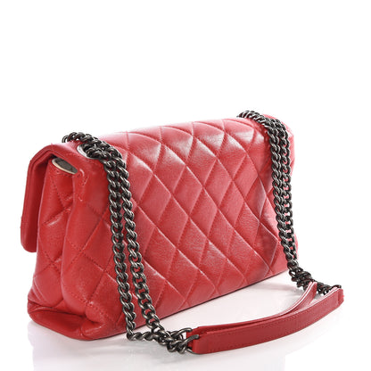 Chanel Shiny Lambskin Quilted Medium Burgundy Rocks Flap Red 2 of 9