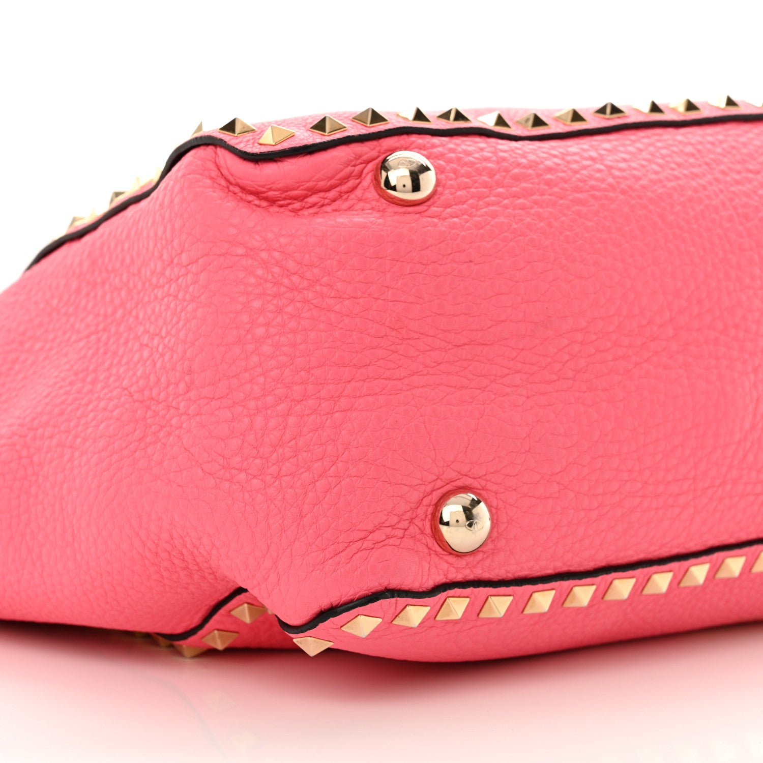 Valentino Garavani Pebbled Calfskin Medium Rockstud Tote Fuxia Fluo 9 of 12