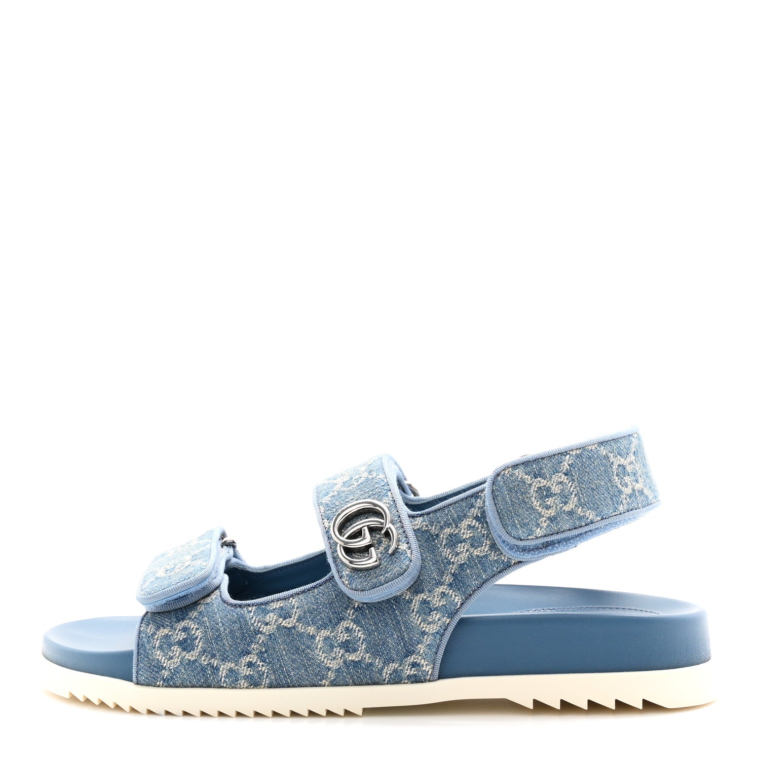 Gucci New Denim Delave GG Monogram Womens Dad Sandals 37 Light Blue Avion 1 of 10