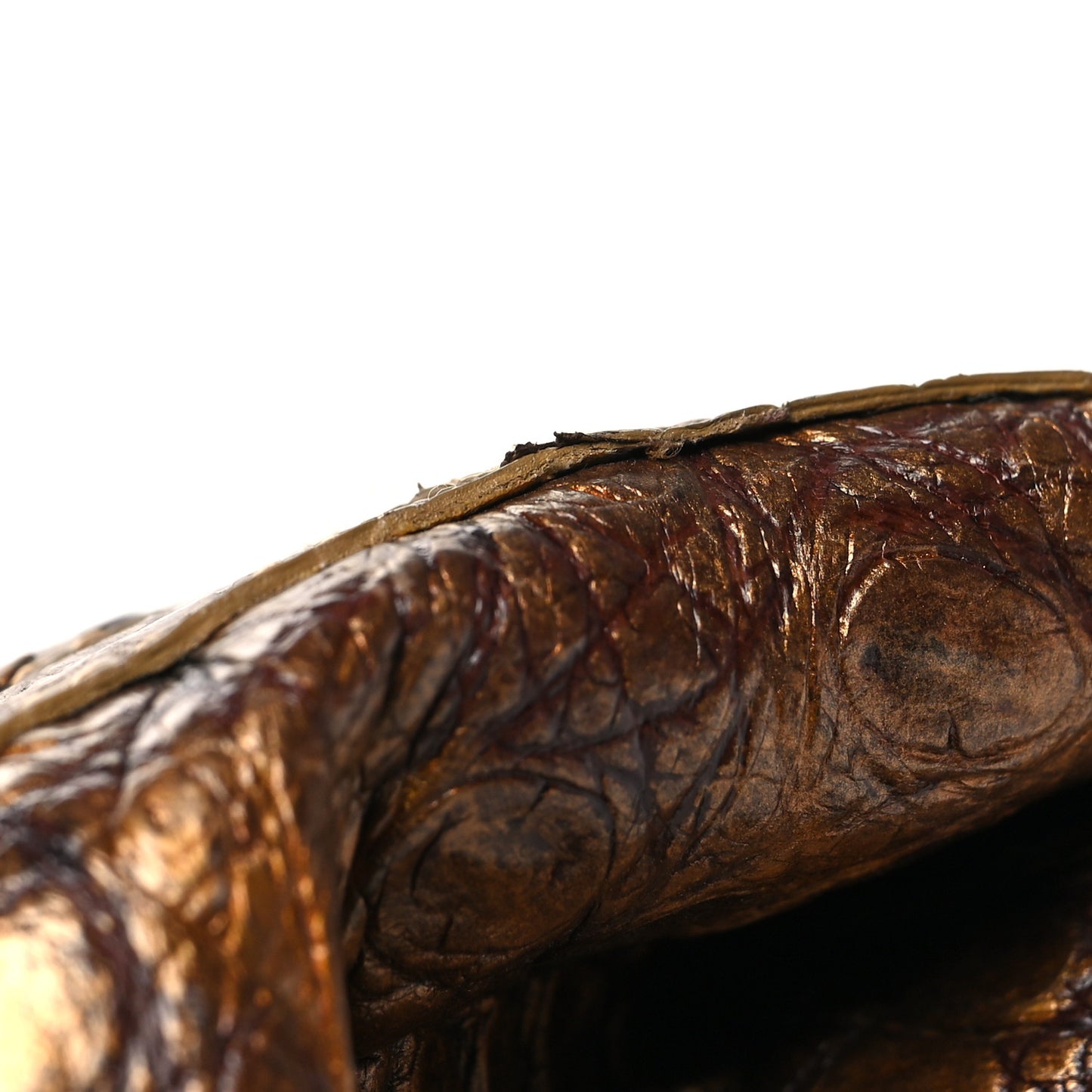 Metallic Crocodile Clutch Gold