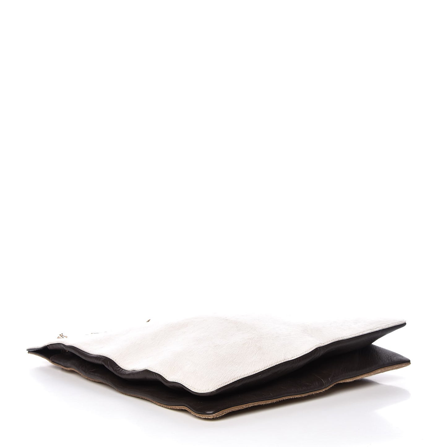 Calf Hair Shark Lock Tote White Brown