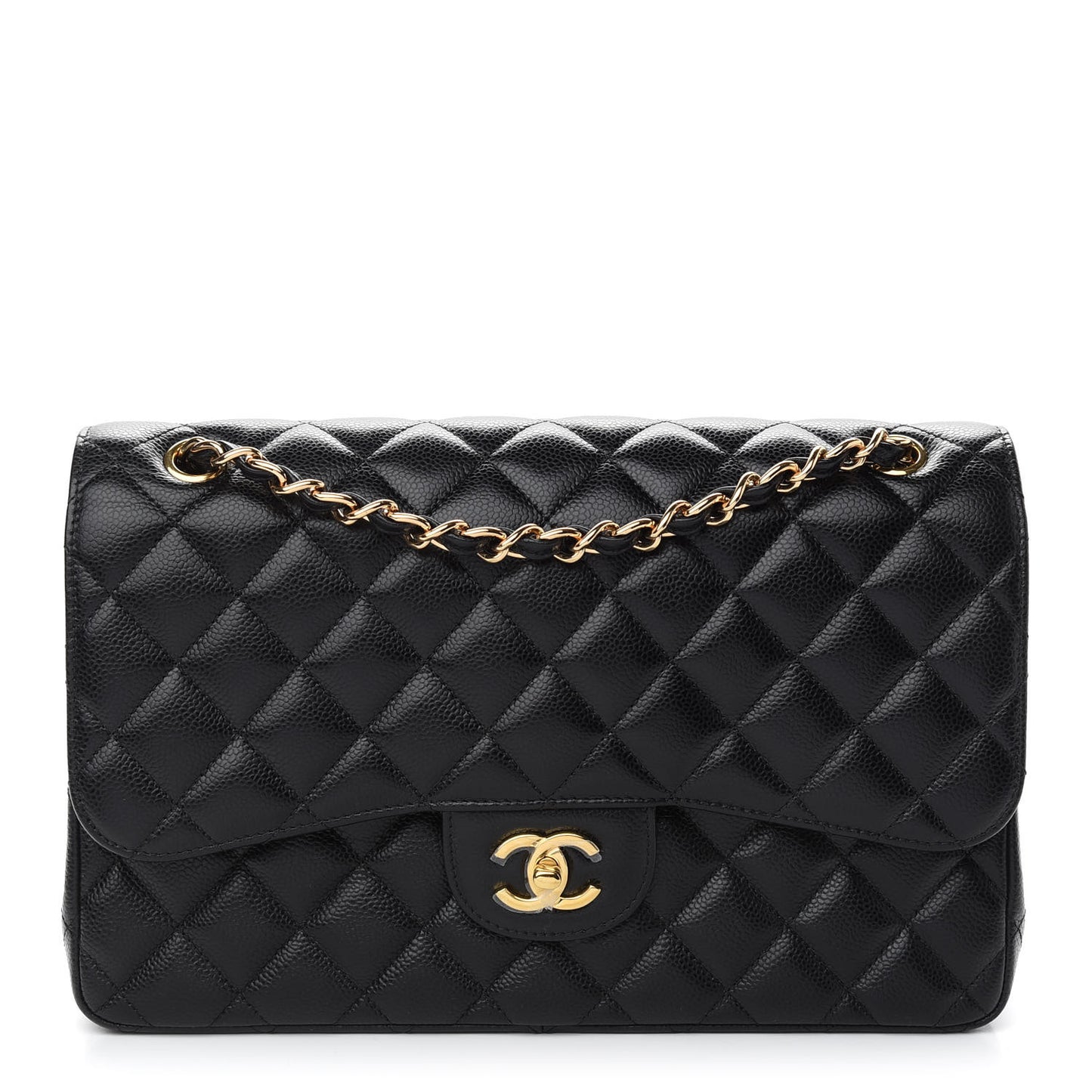 Caviar Quilted Jumbo Double Flap Black