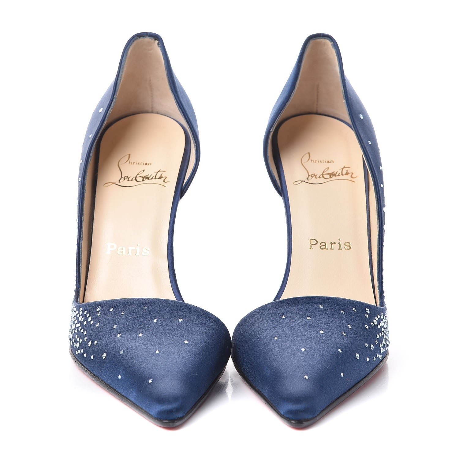 Christian Louboutin Satin New Helmut 100 Pumps 39.5 Navy 2 of 7