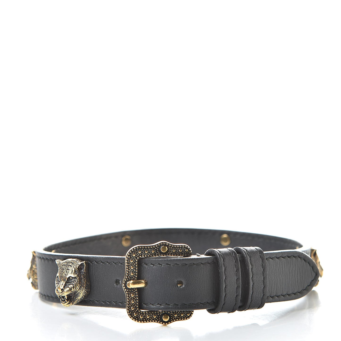 Calfskin Feline Head Choker Black