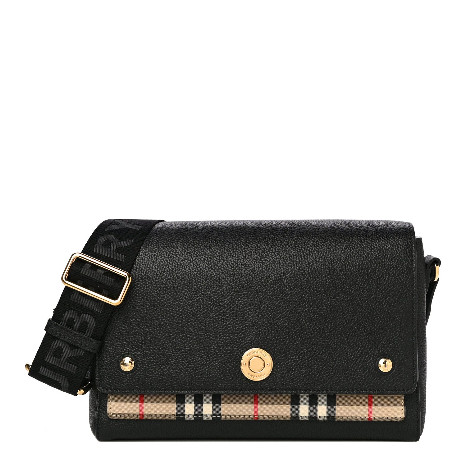 Burberry Grainy Calfskin Vintage Check Note Crossbody Bag Black 1 of 11