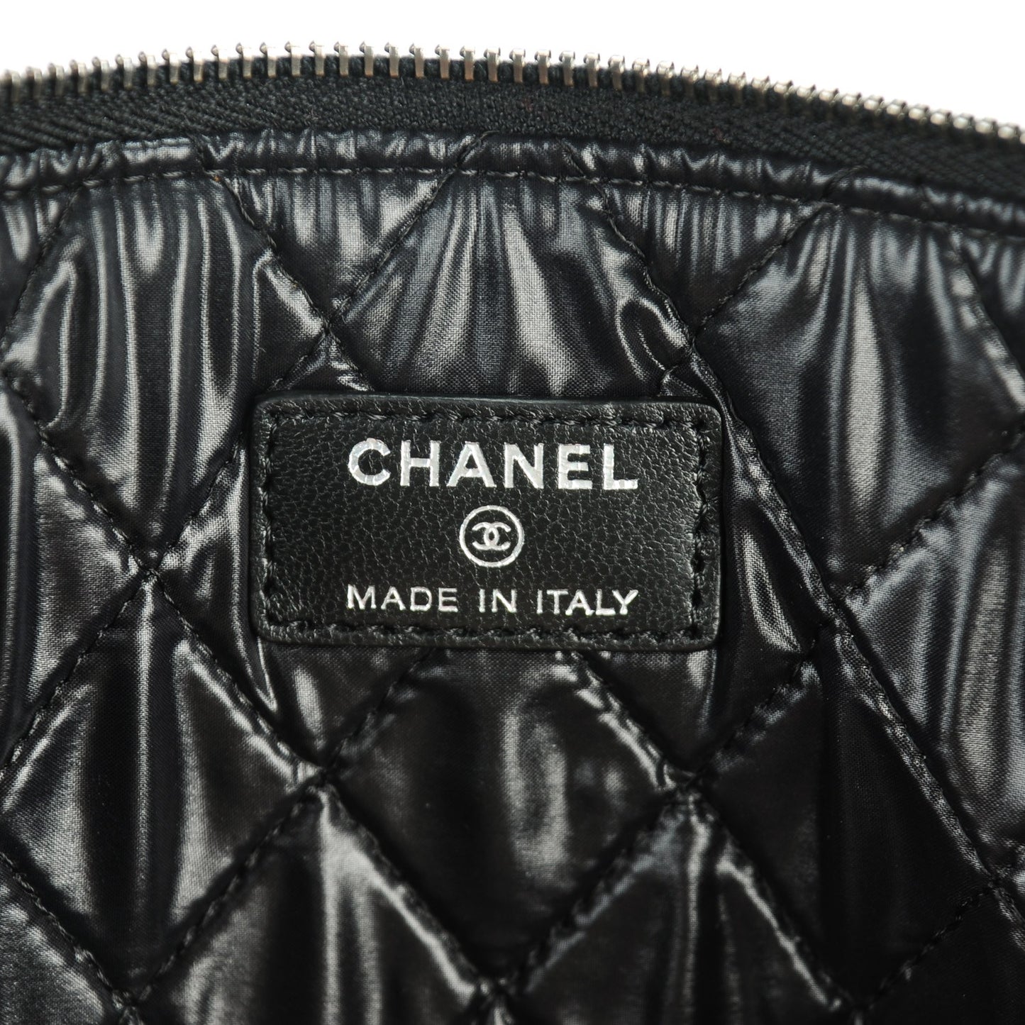 Perforated Lambskin Quilted Medium Cosmetic Case Black