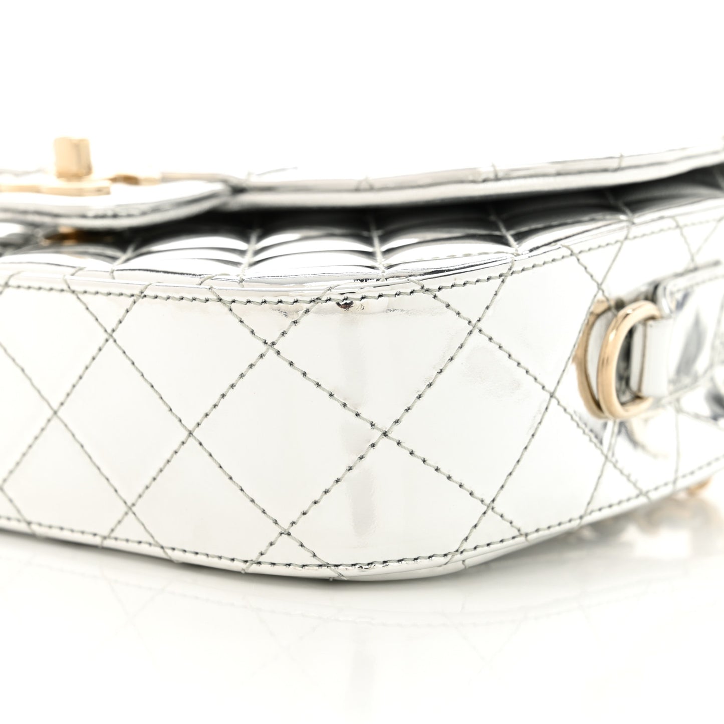 Mirror Calfskin Metallic Calfskin Medium Hollywood Boulevard Flap With Star Coin Purse Silvery