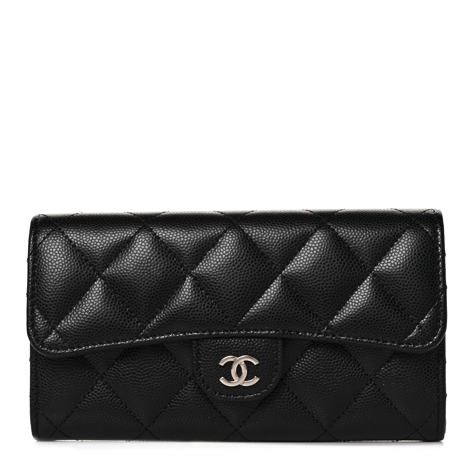 Chanel Caviar Quilted Medium Gusset Flap Wallet Black 1 of 11