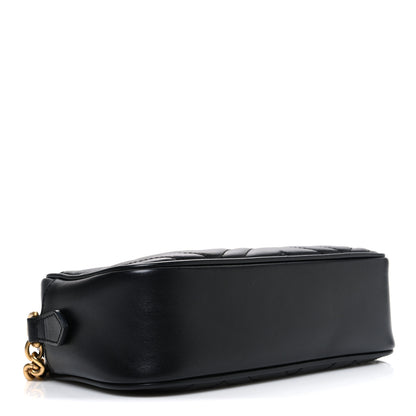 Gucci Calfskin Matelasse Small GG Marmont Chain Shoulder Bag Black 4 of 10