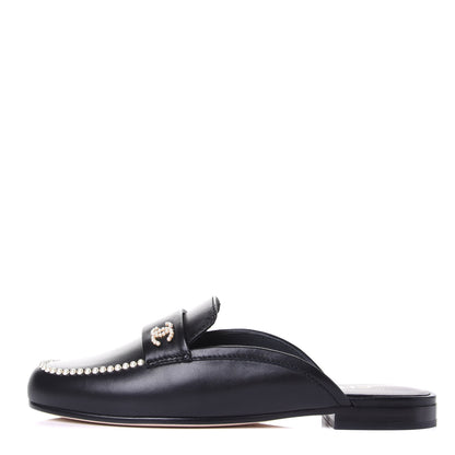 Chanel Calfskin Pearl CC Mules 37 Black 1 of 11