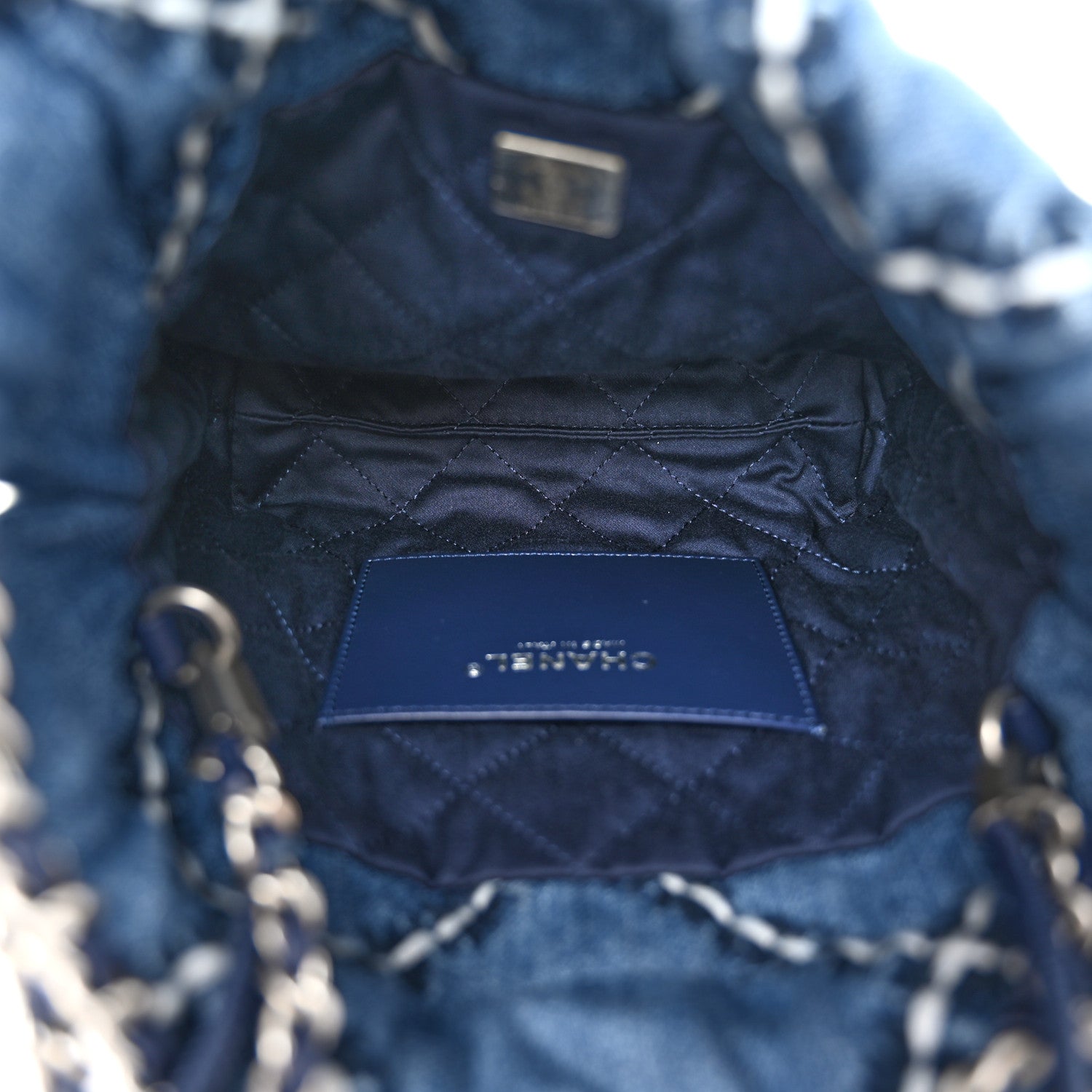 Chanel Denim Stitched Quilted Mini Chanel 22 Blue 5 of 10
