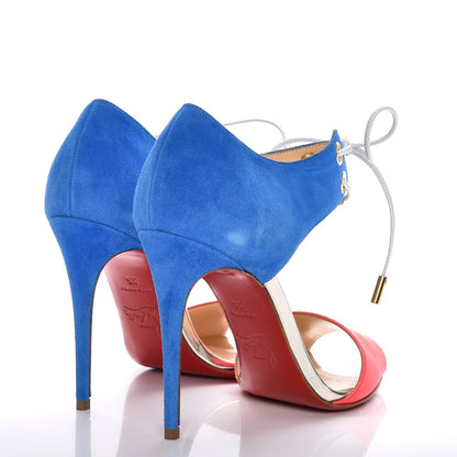 Christian Louboutin Kid Suede Fluo Mayerling 100 Sandals 35 Version Orange 4 of 9