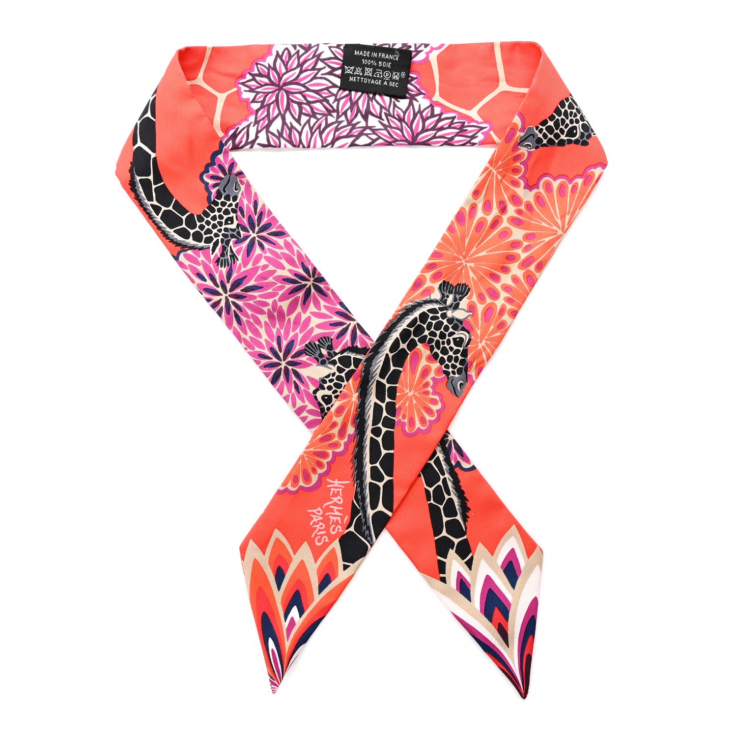 Hermes Silk The Three Graces Twilly Vermillion Fuchsia 1 of 4