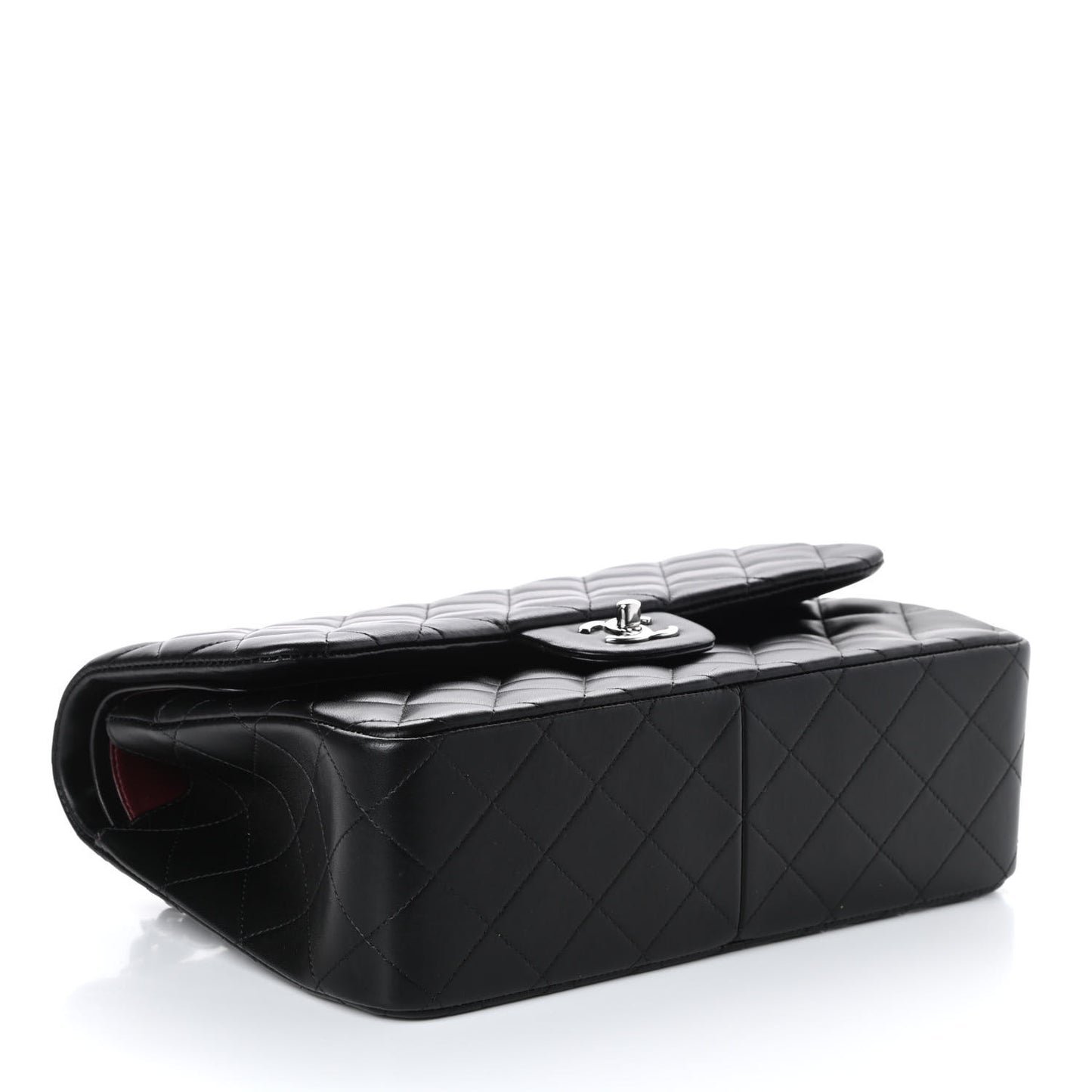 Lambskin Quilted Jumbo Double Flap Black