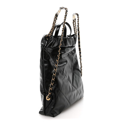 Chanel Shiny Calfskin Quilted Chanel 22 Backpack Black 3 of 10