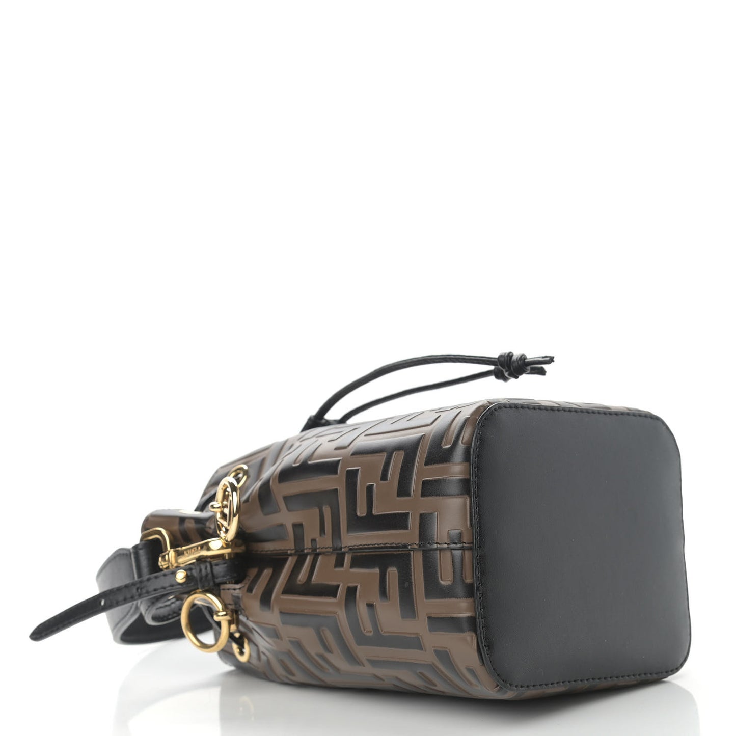 Vitello Liberty F is Fendi Bi-Color FF 1974 Embossed Mini Mon Tresor Bucket Bag Maya Black